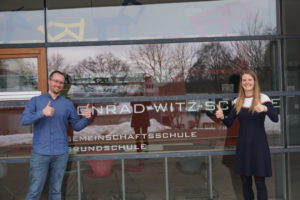Das Bild stellt die neue Schulleitung der KWS dar, Herr Lang und Frau Heß
