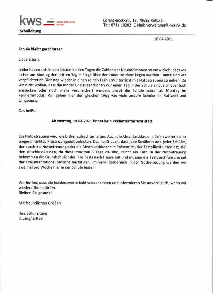 Informationen Elternbrief